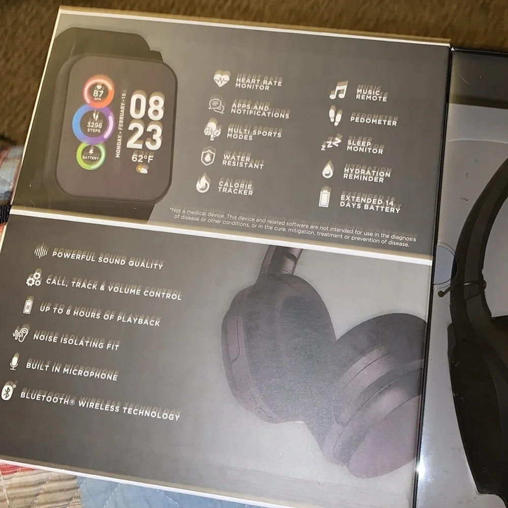 itech fusion2 smartwatch and wireless headphones